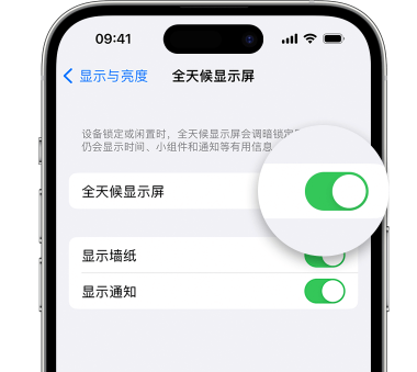 连云港苹果15预约维修分享iPhone15如何设置全天候显示屏幕可见 